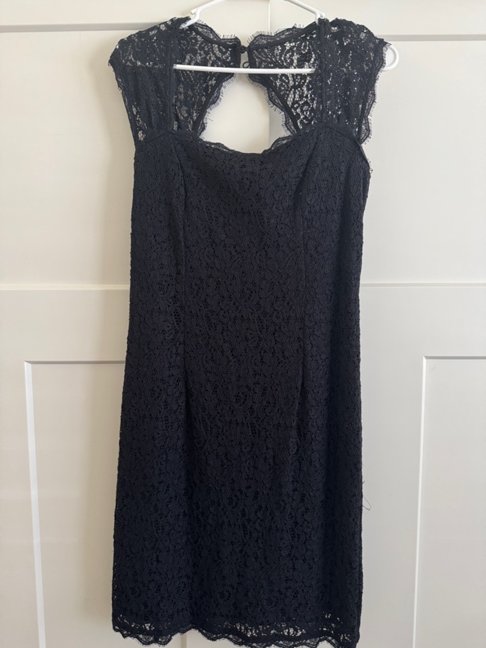 Adrianna Papell Black Lace Midi Dress with Keyhole Back